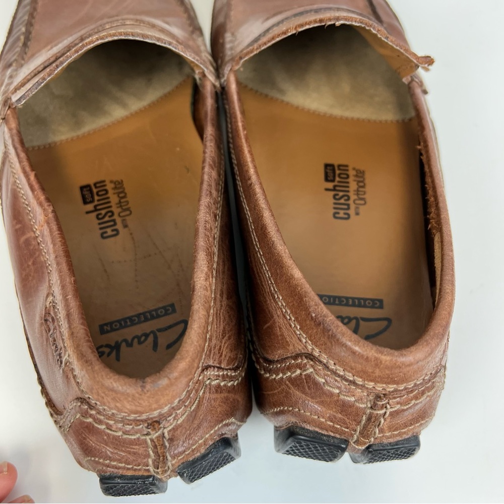 Clarks Ashmont Way Brown Cognac Leather Driving Loafer 9.5 M - Picture 9 of 11
